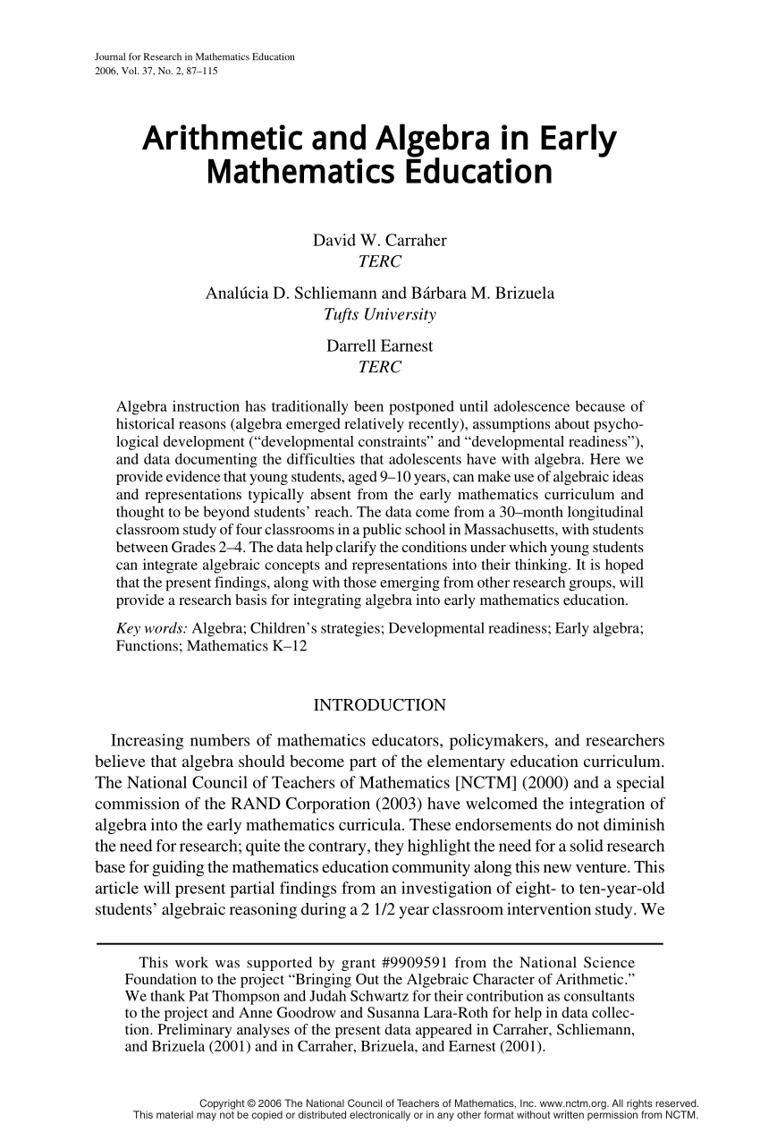 research paper on algebra pdf