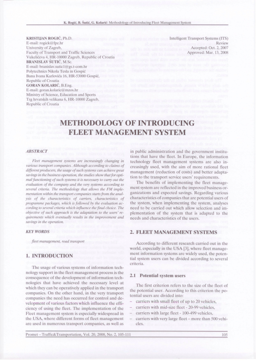 fleet management research papers