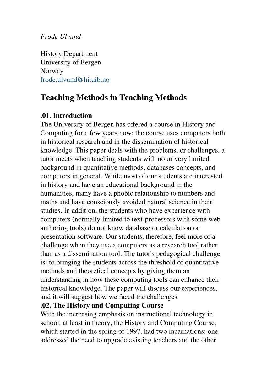 thesis on teaching methods pdf