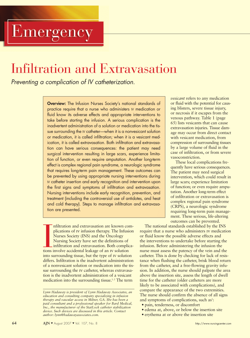 iv infiltration vs extravasation