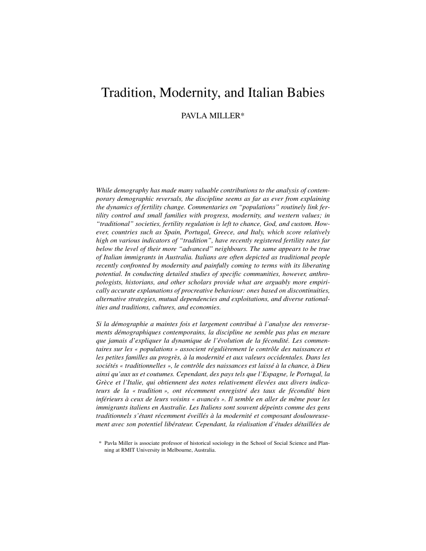 PDF) Tradition, modernity, and Italian babies (Population studies) picture photo