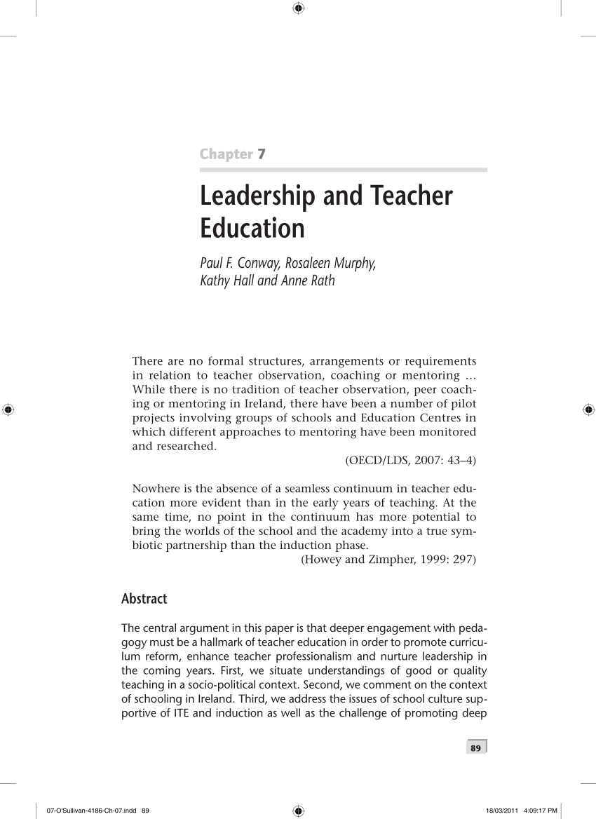 Pdf Leadership And Teacher Education - 