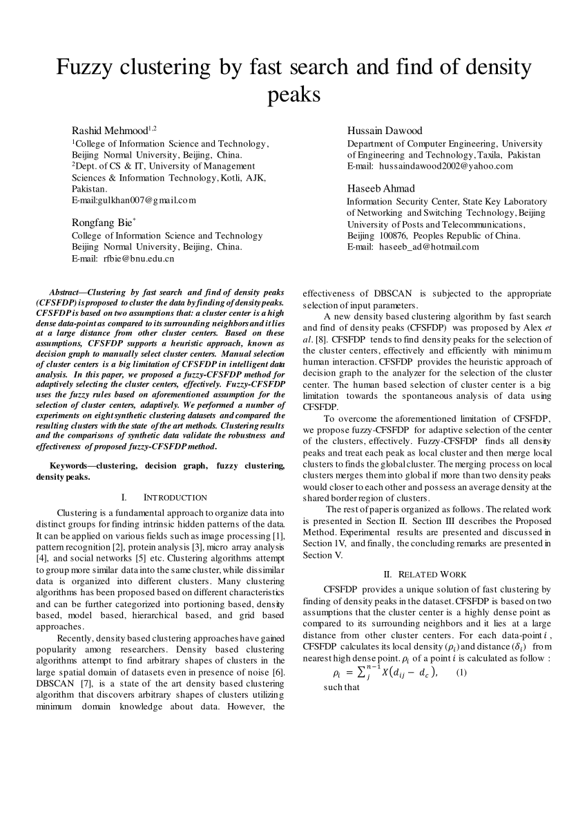 research paper on fuzzy clustering