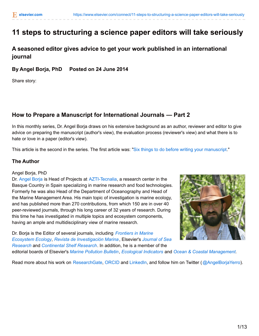 Pdf 11 Steps To Structuring A Science Paper Editors Will Take Seriously
