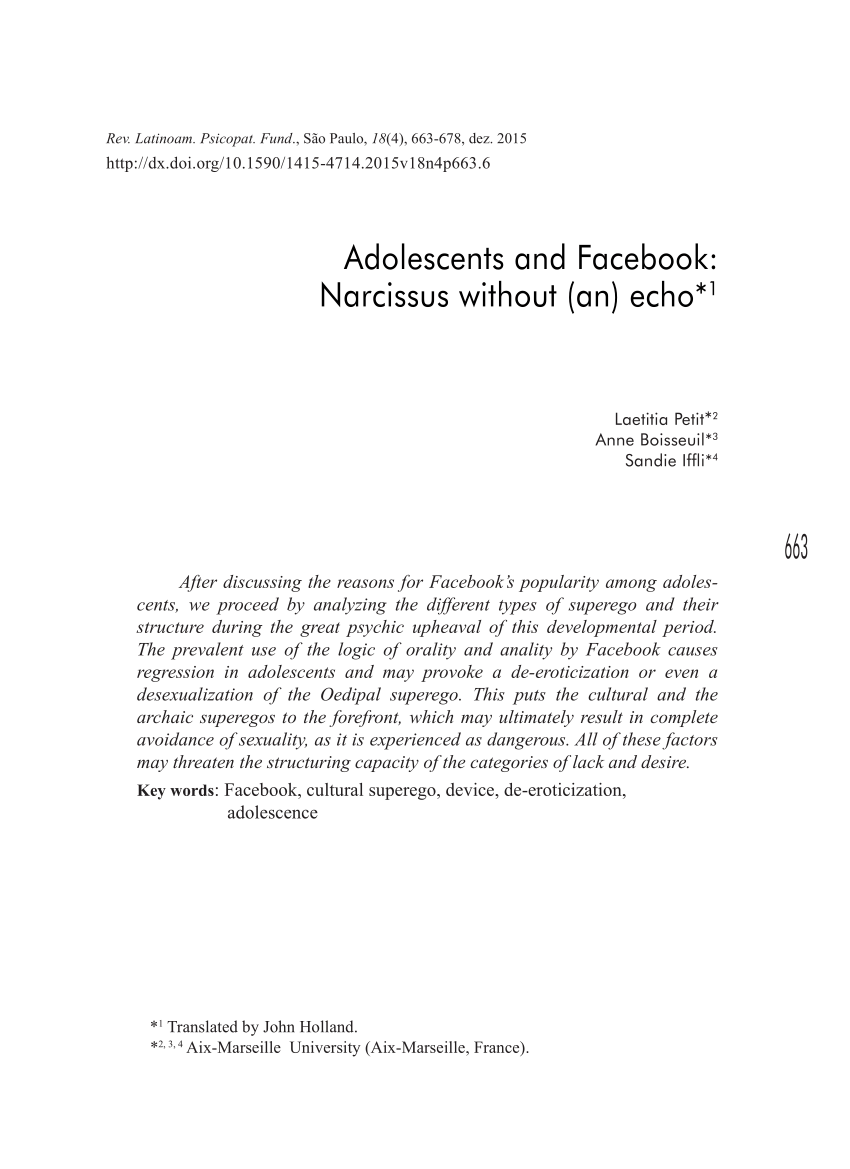 Pdf Adolescents And Facebook Narcissus Without An Echo