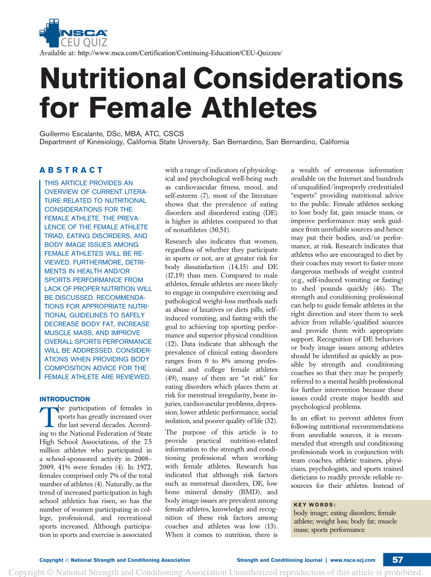research paper on female athletes