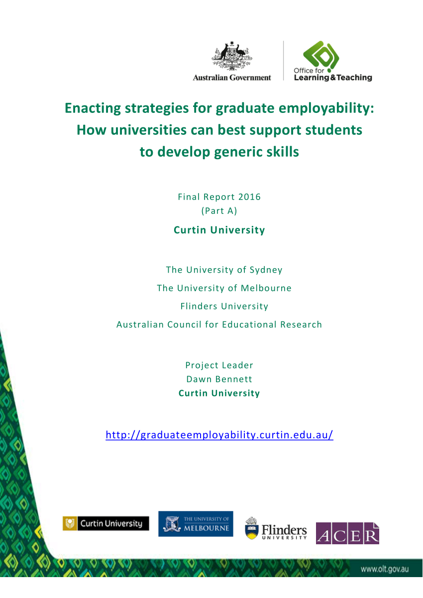 Pdf Enacting Strategies For Graduate Employability How Universities Can Best Support Students To Develop Generic Skills