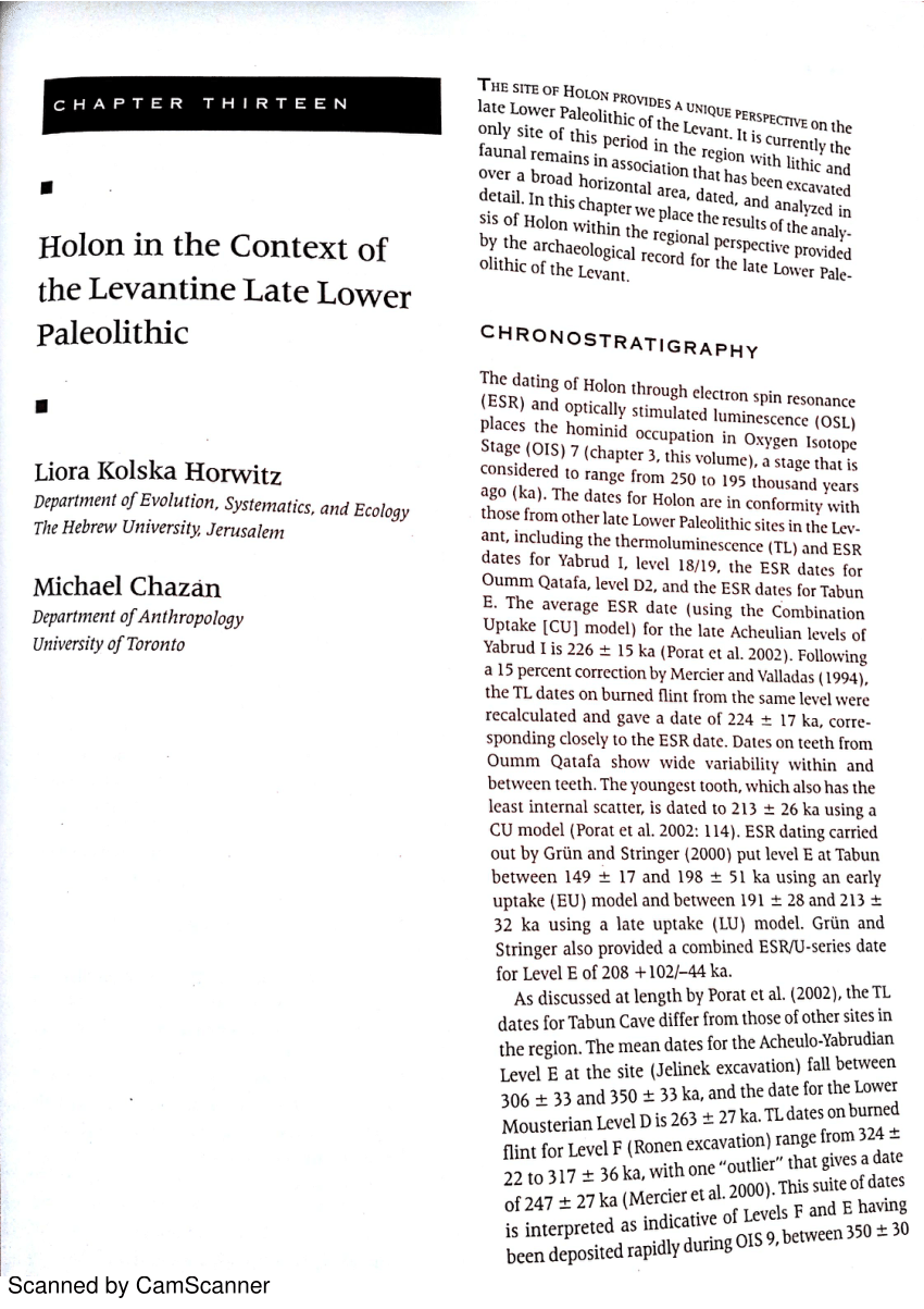 Pdf Holon In The Context Of The Levantine Lower Paleolithic
