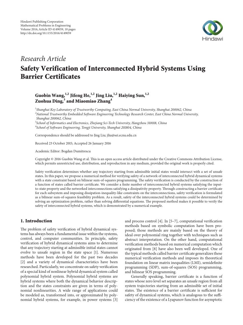 (PDF) Safety Verification of Interconnected Hybrid Systems Using