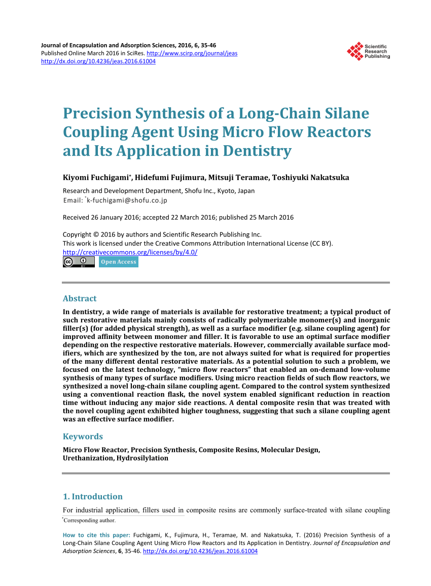 (PDF) Precision Synthesis of a LongChain Silane Coupling Agent Using