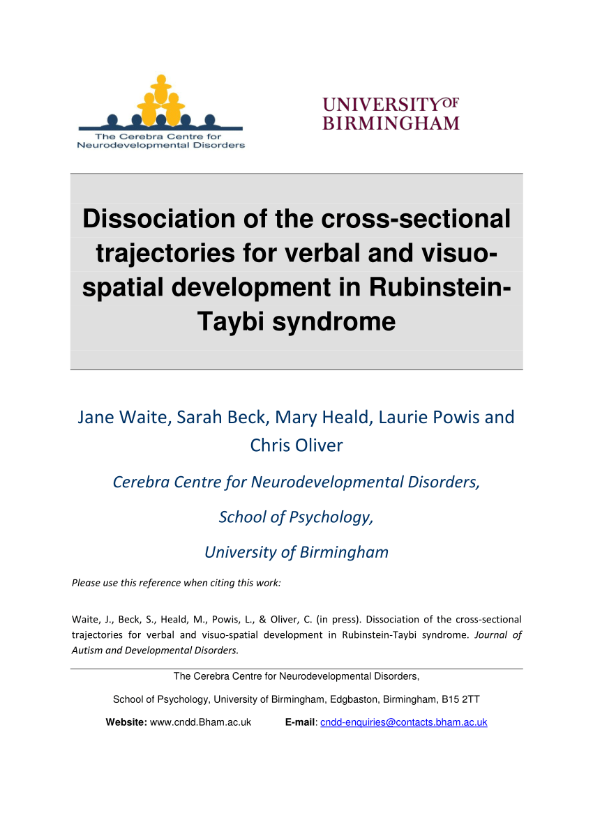 PDF) The behavioral phenotype of Rubinstein–Taybi syndrome: A scoping  review of the literature