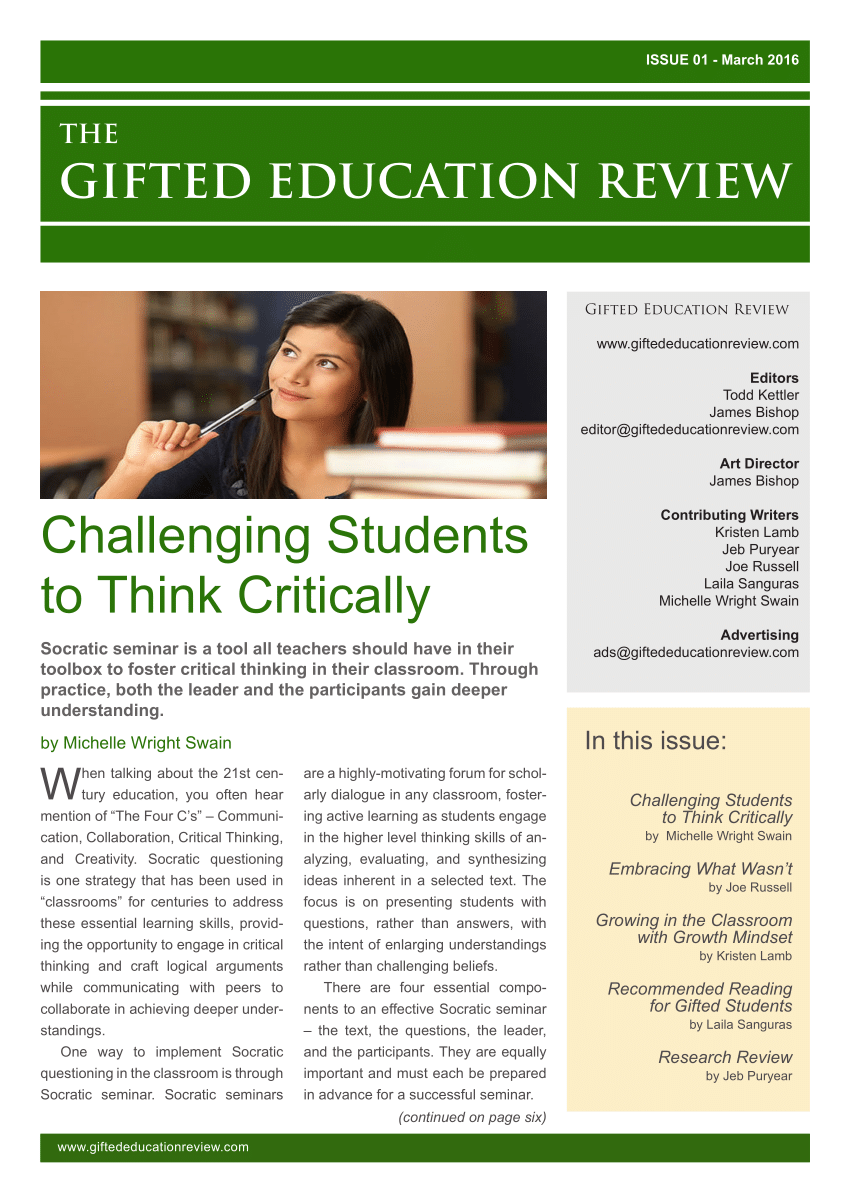 peer reviewed articles on education for the gifted