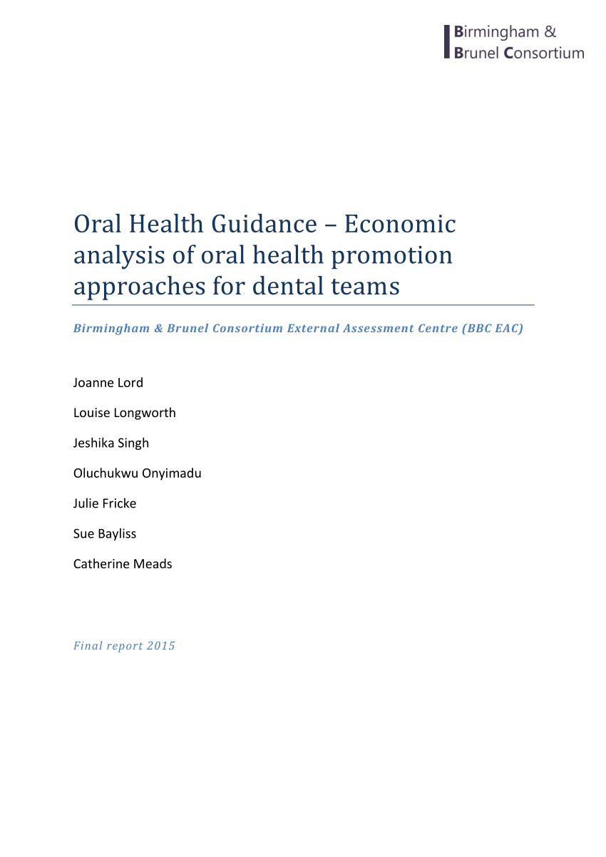 (PDF) Economic analysis of oral health promotion approaches for dental ...