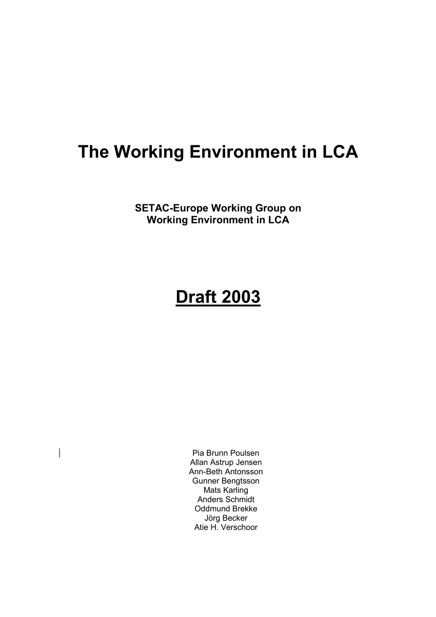 PDF) Working Environment in Life-Cycle Assessment