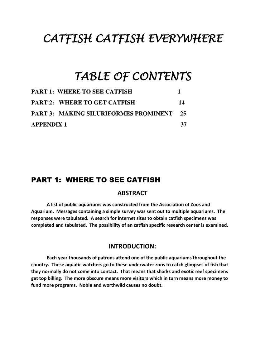 PDF) CATFISH CATFISH EVERYWHERE