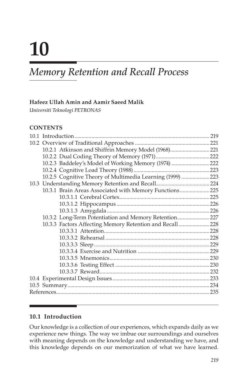 memory retention research paper