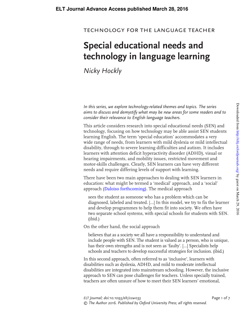 dissertation on special educational needs
