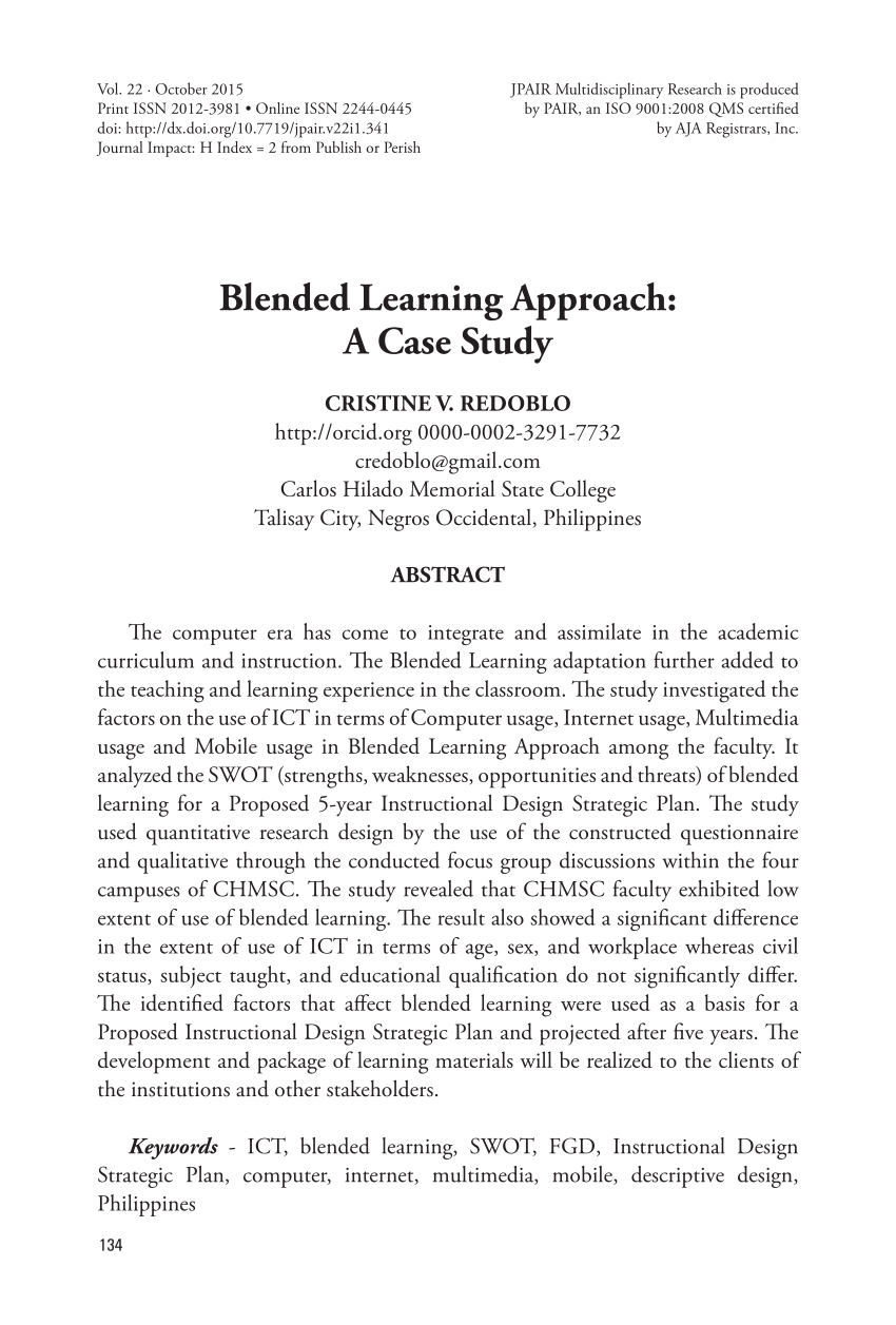blended learning approach a case study