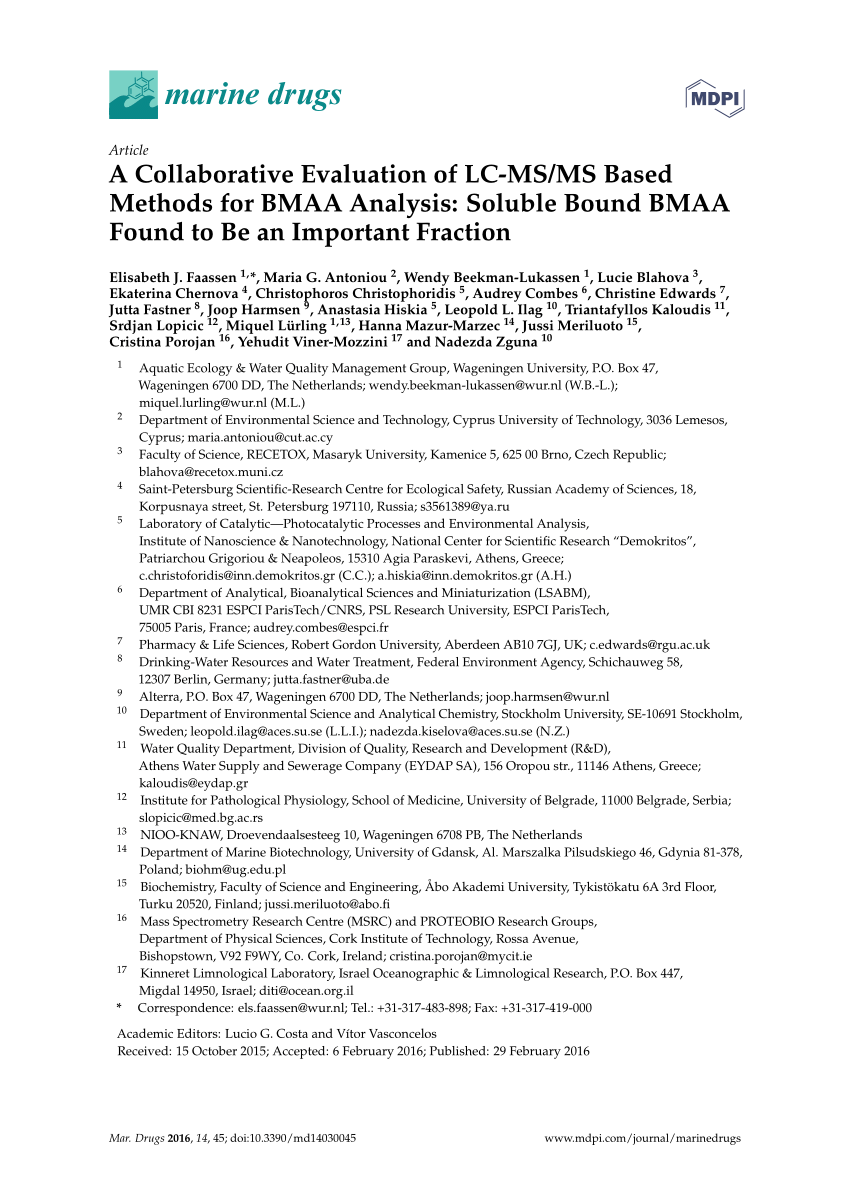 PDF A collaborative evaluation of LC MS MS based methods for BMAA  