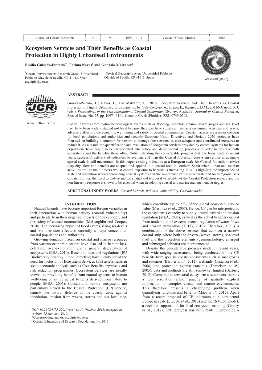 (PDF) Ecosystem Services and Their Benefits as Coastal Protection in Sns-Brigh10