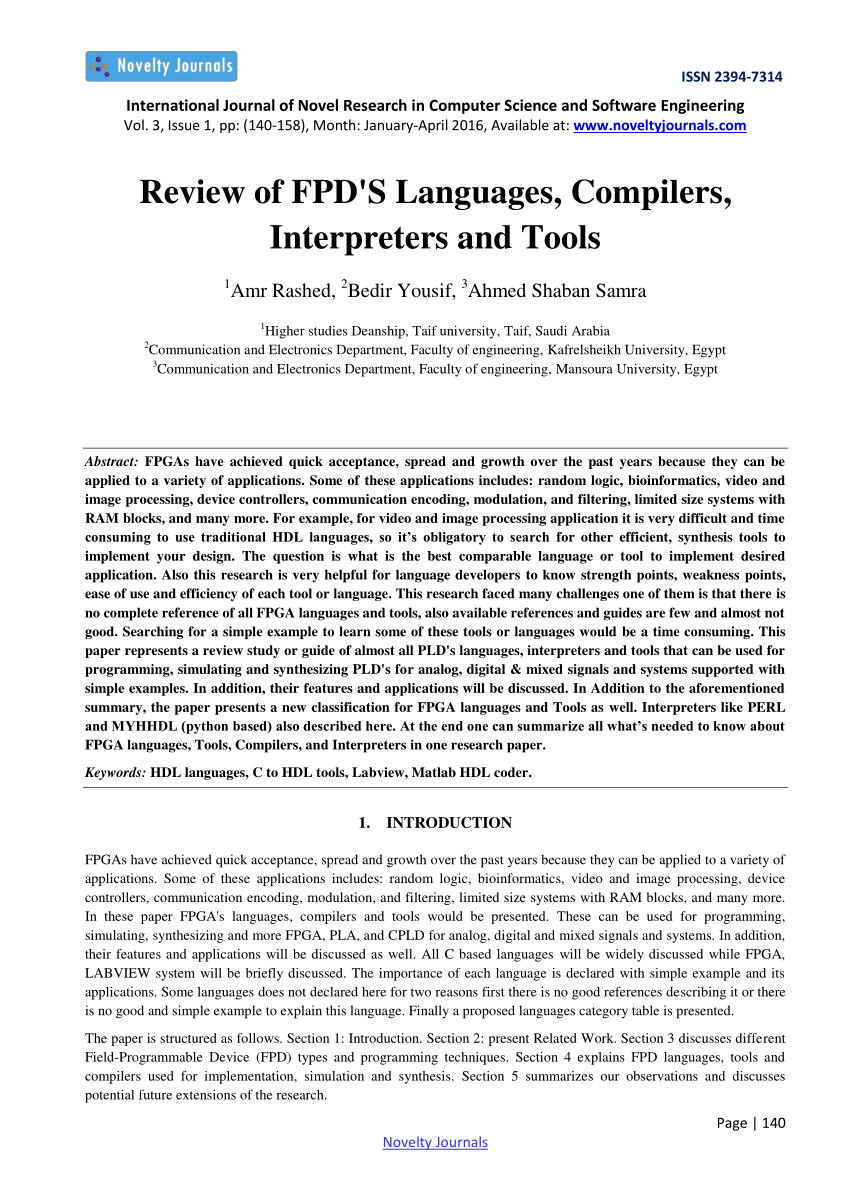 PDF) Review of FPD'S Languages, Compilers, Interpreters and Tools