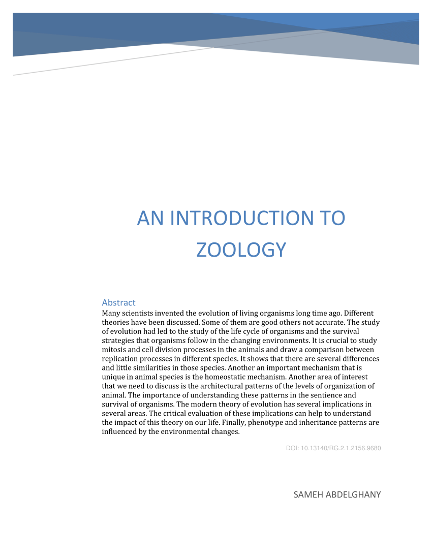 zoology essay examples