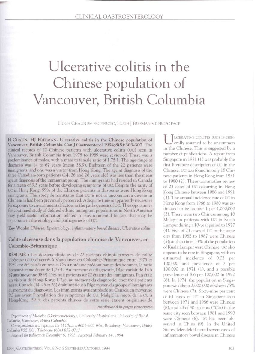 (PDF) Ulcerative Colitis in the Chinese Population of Vancouver