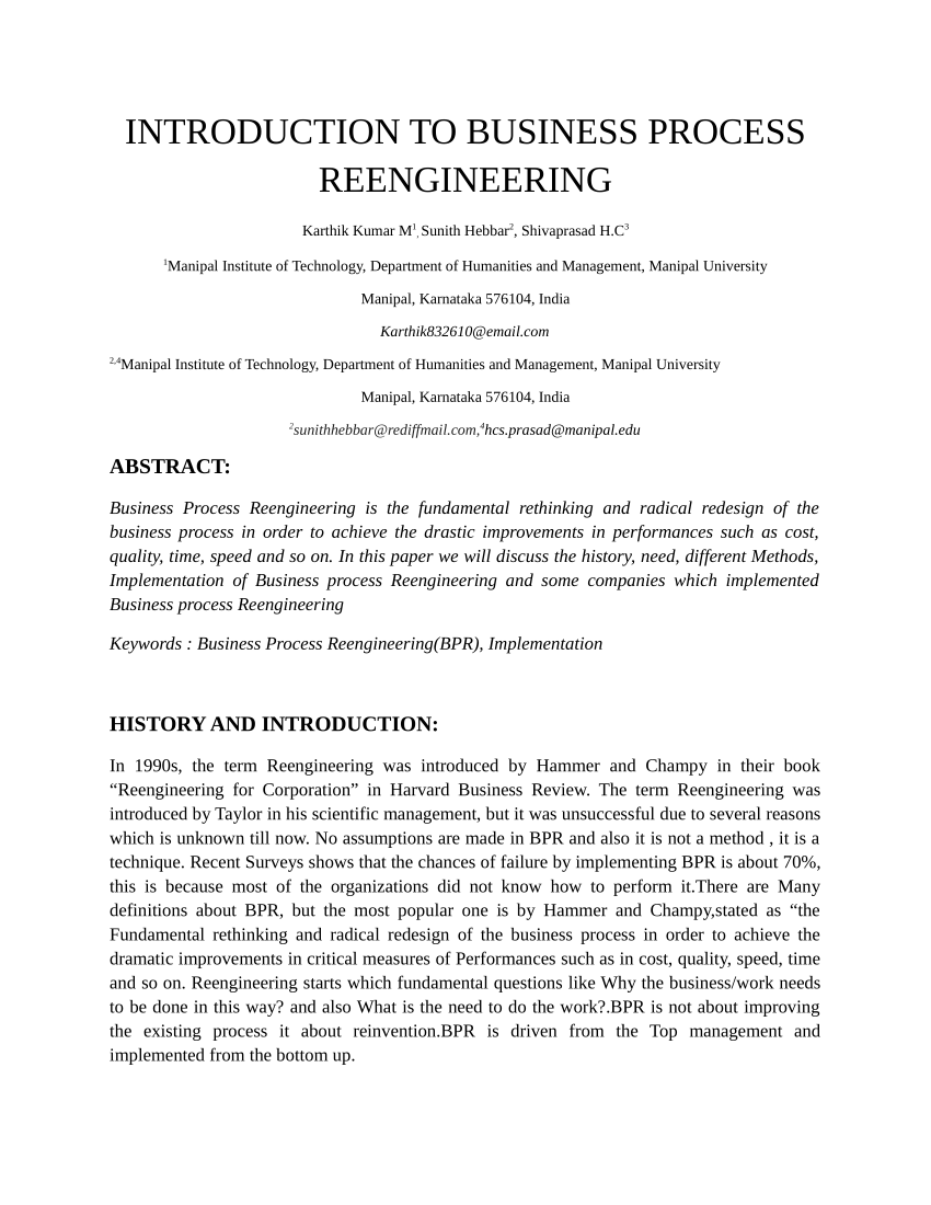 business process reengineering master thesis