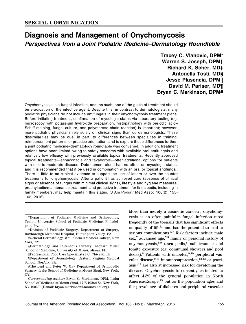 PDF) Diagnosis and Management of Onychomycosis