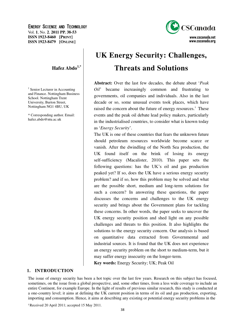 research paper on energy security