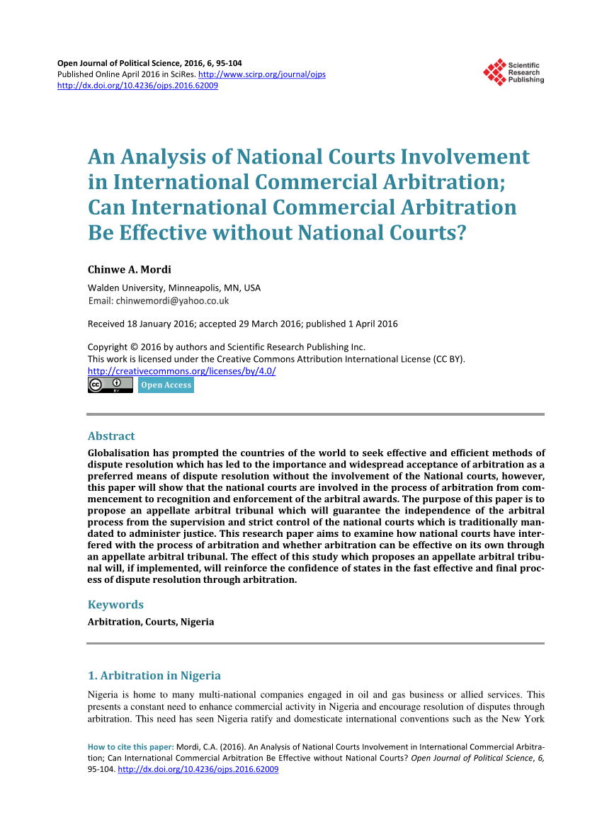 Pdf An Analysis Of National Courts Involvement In International