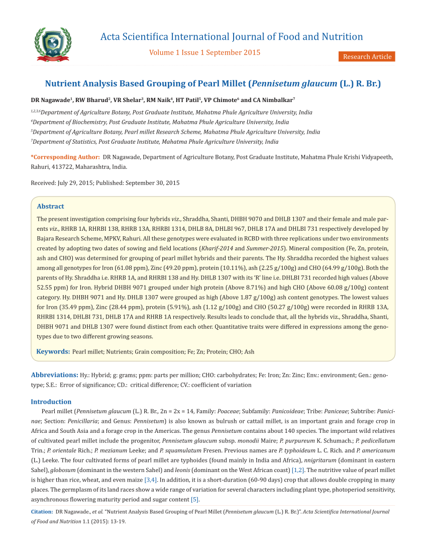 (PDF) Acta Scientifica International Journal of Food and Nutrition