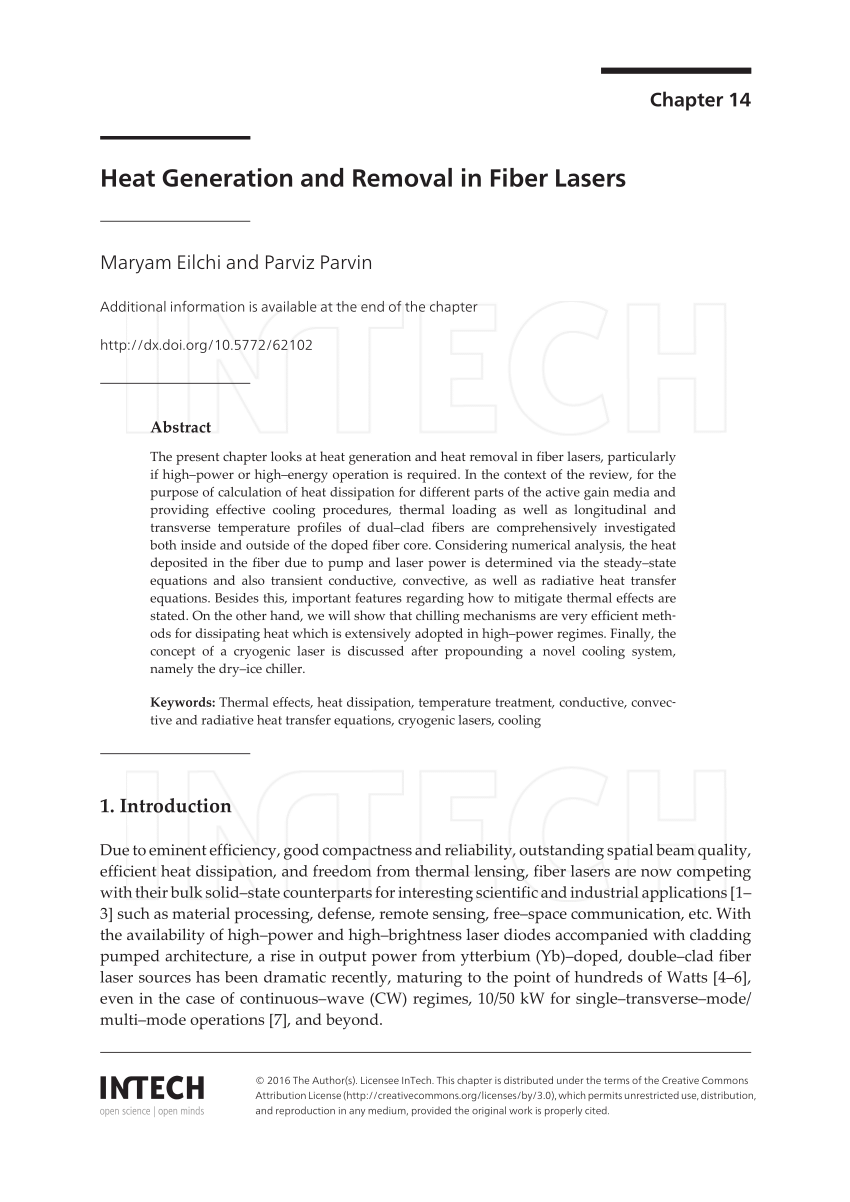 Pdf Heat Generation And Removal In Fiber Lasers