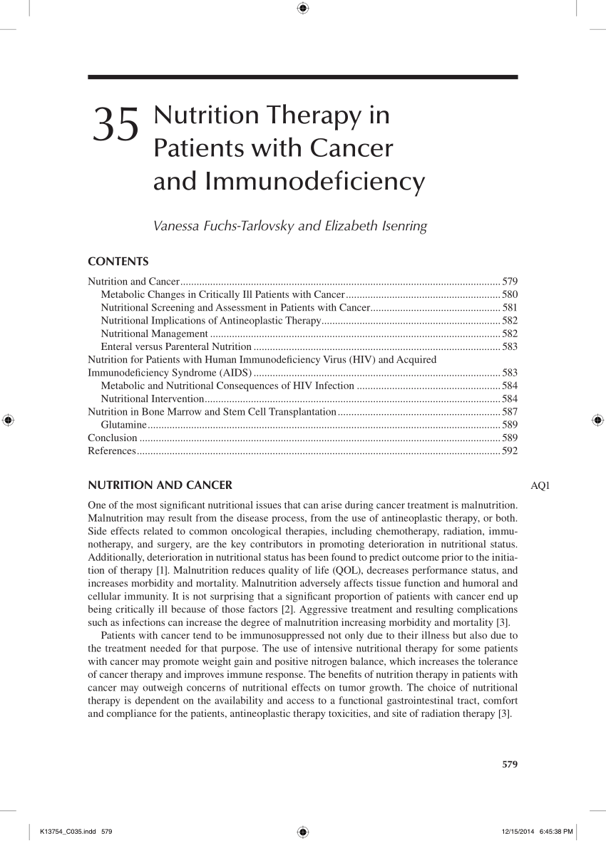 Pdf Nutrition Therapy In Patients With Cancer And