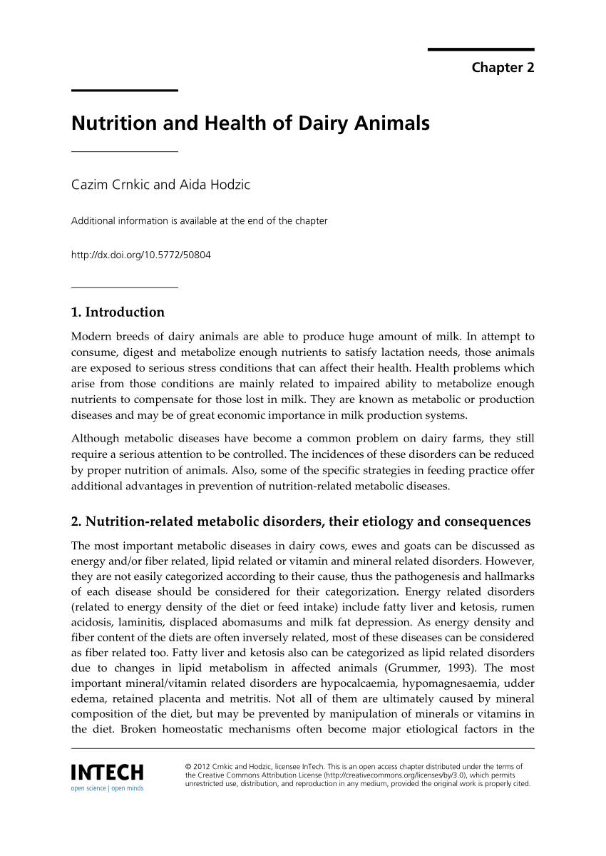 (PDF) Nutrition and Health of Dairy Animals