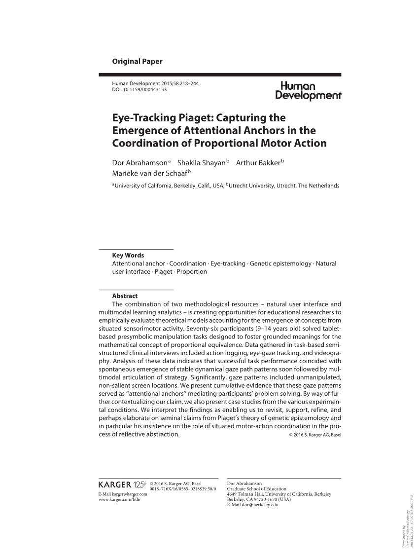 PDF Eye Tracking Piaget Capturing the Emergence of Attentional