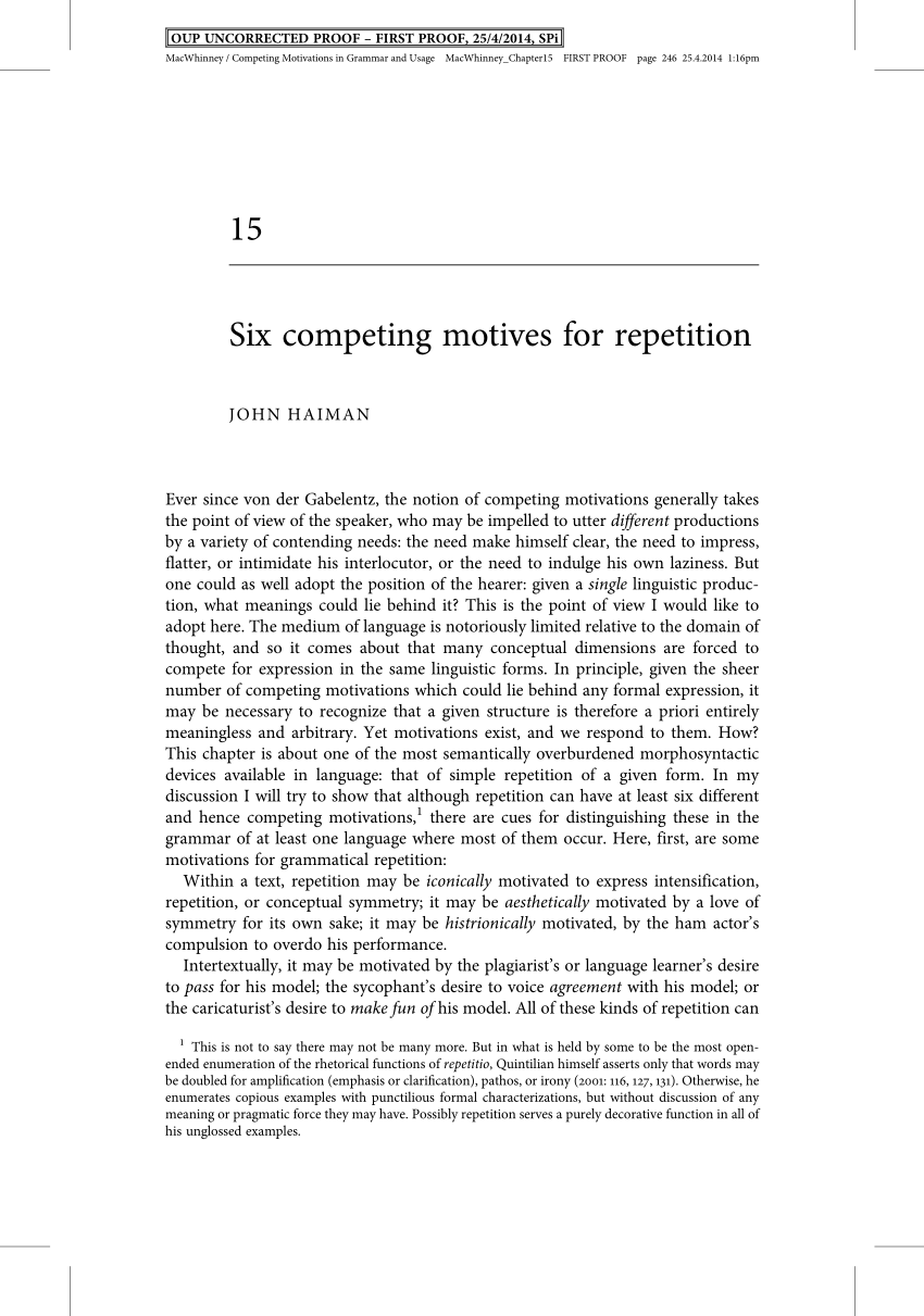 Pdf Six Competing Motives For Repetition - 