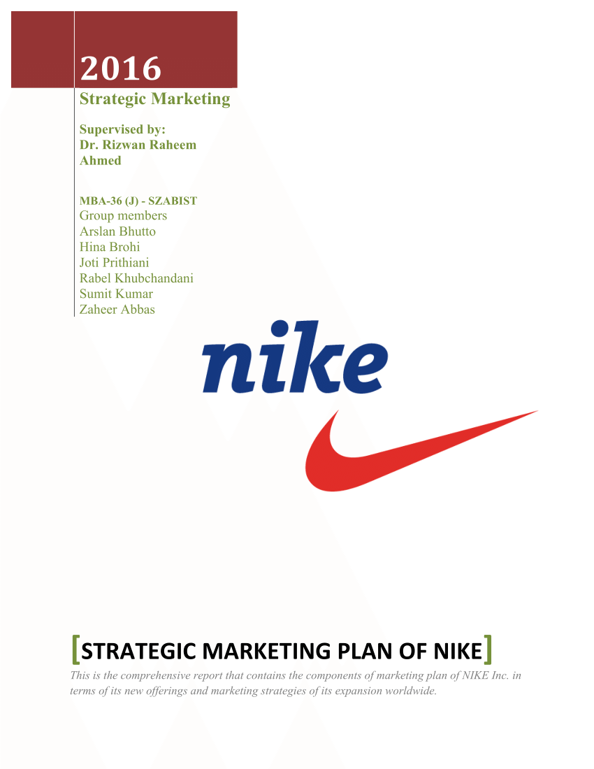 Interpretativo Caso Wardian dormir PDF) Strategic Marketing Plan of Nike