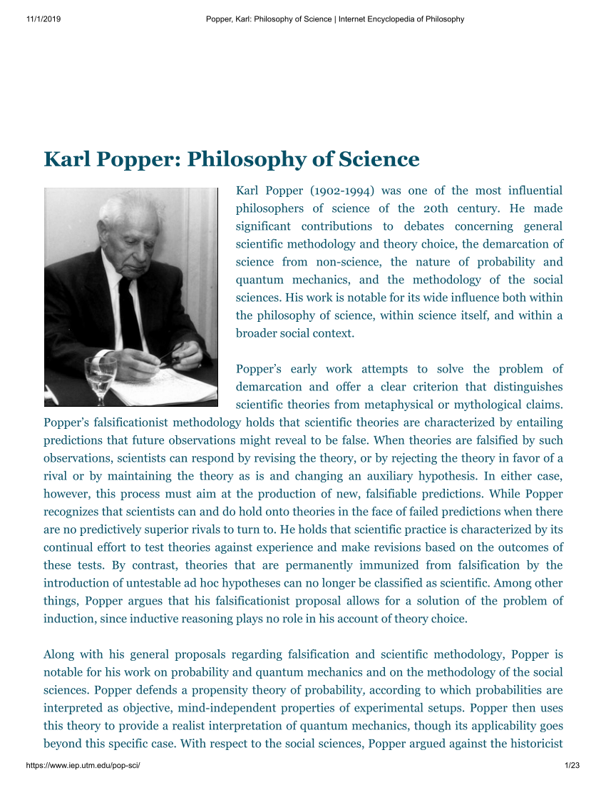 PDF) Popper: Philosophy of Science