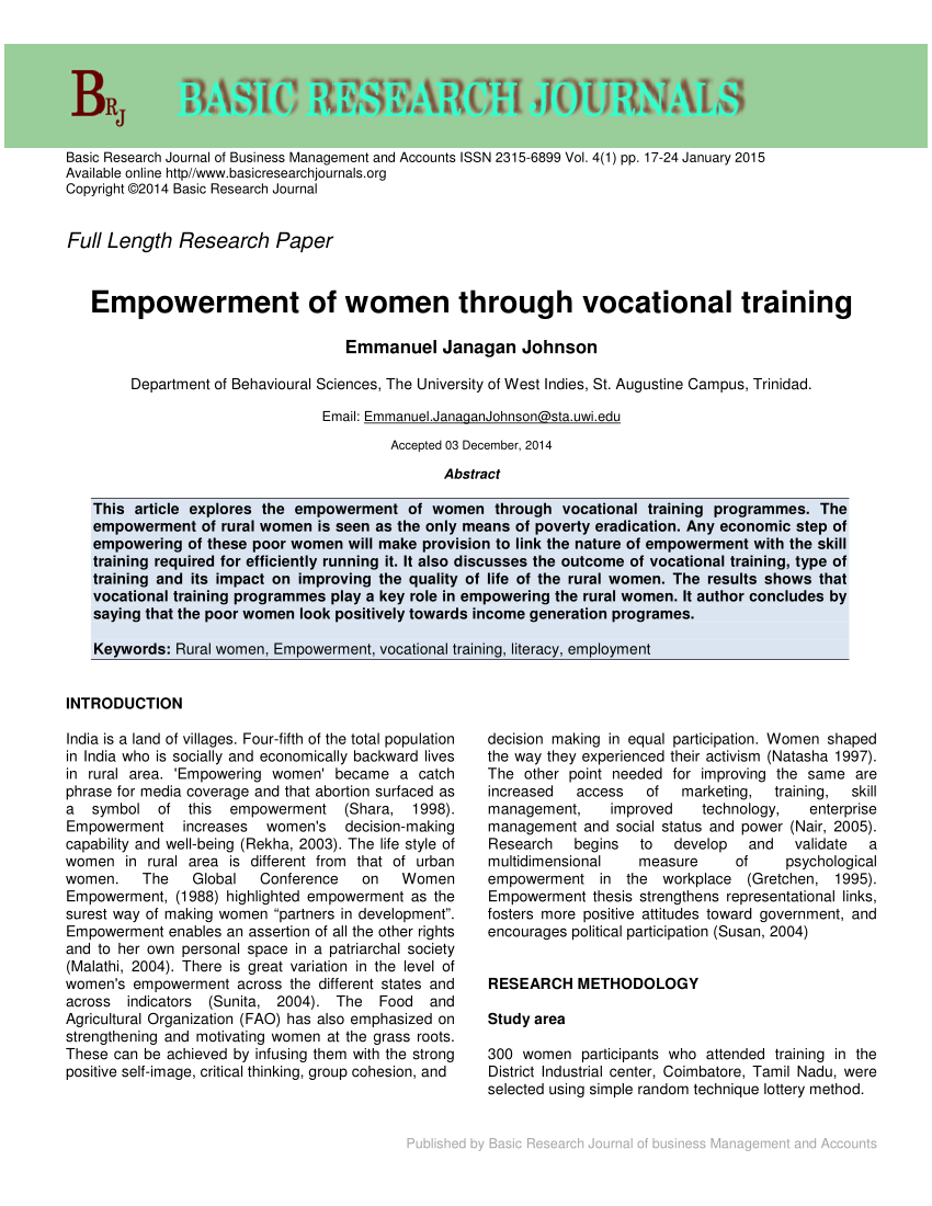 research articles on vocational training