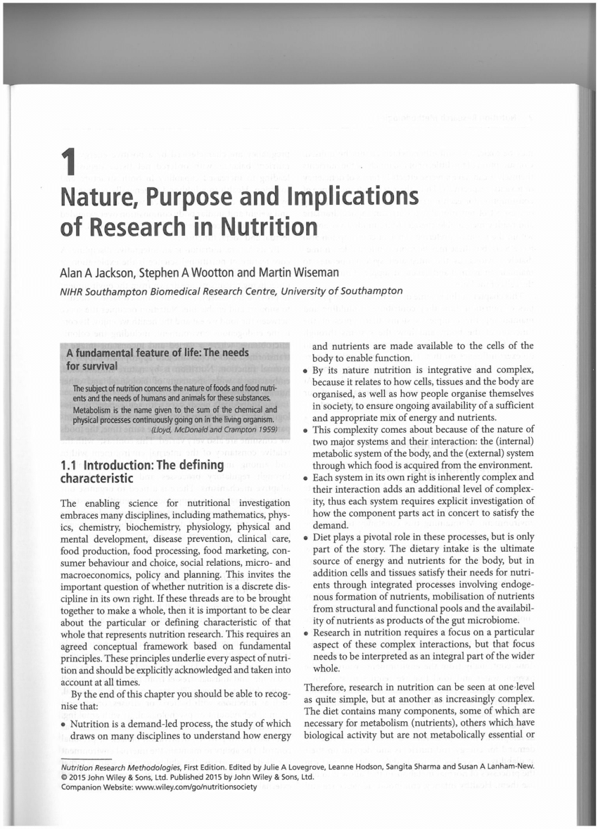 research study about nutrition