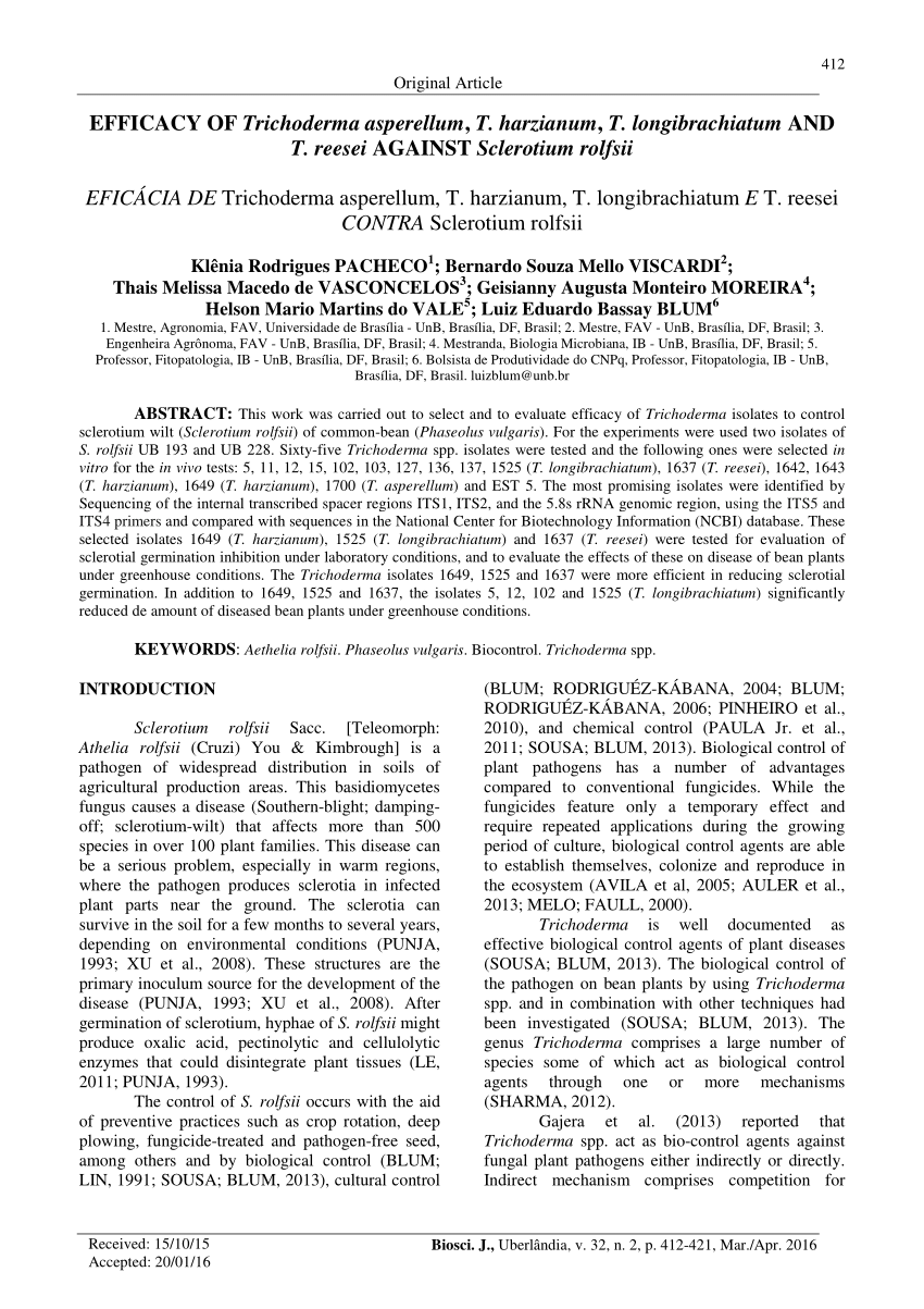 PDF) Efficacy of Trichoderma asperellum, T. harzianum, T ...