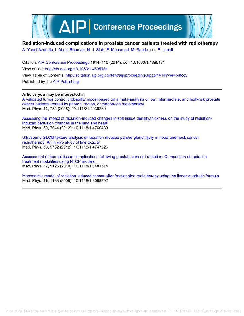 (PDF) Radiationinduced complications in prostate cancer