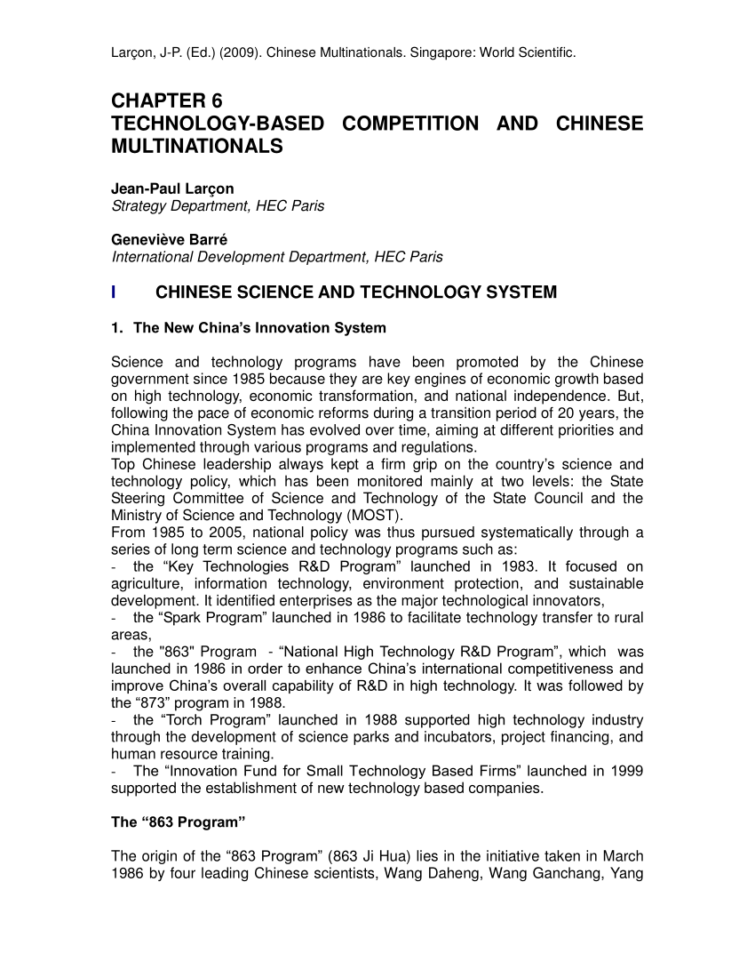 PDF) Technology-based competition and Chinese multinationals
