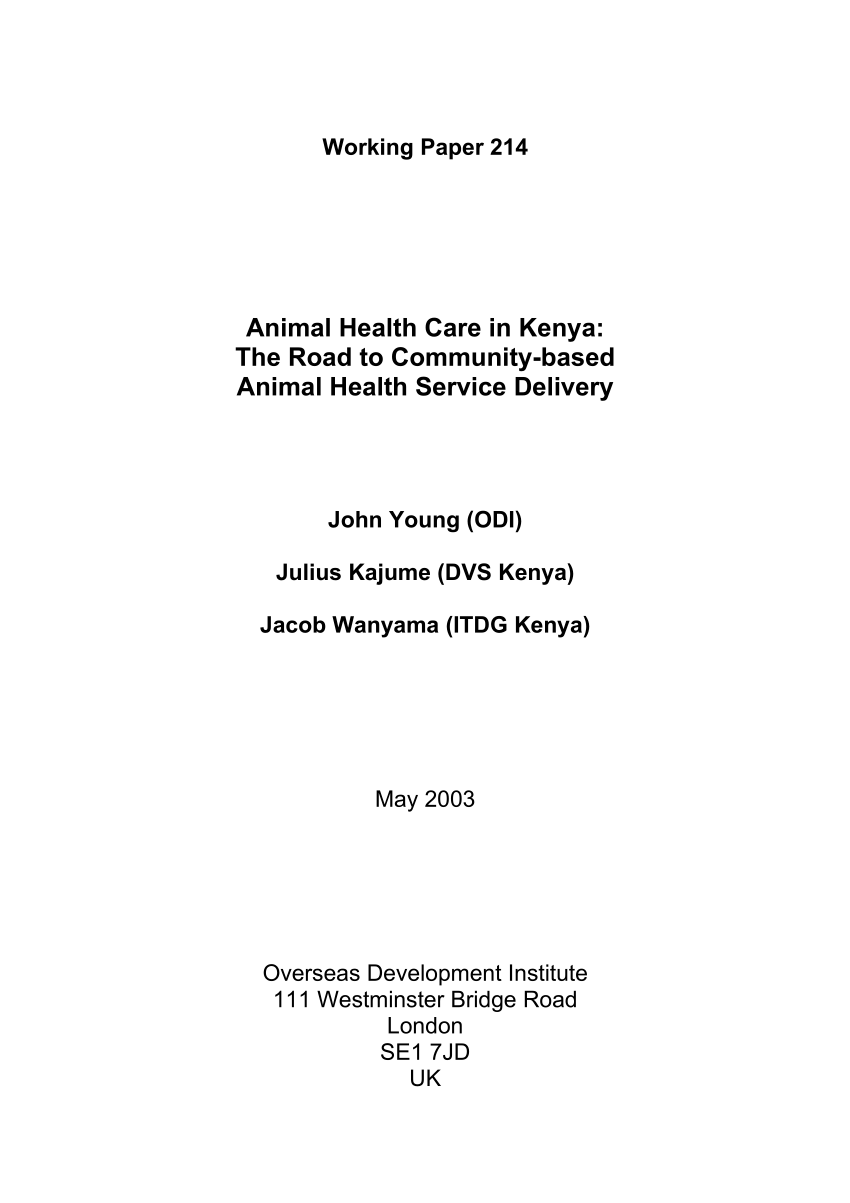 (PDF) Animal healthcare in Kenya: the road to community-based animal