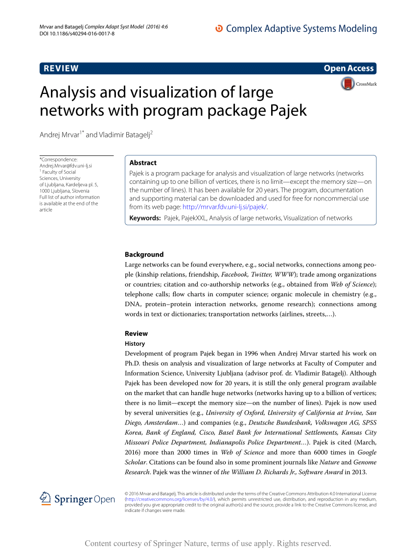 PDF) Analysis and visualization of large networks with program 