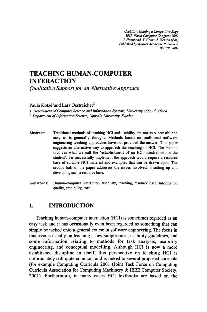 human computer interaction research papers pdf