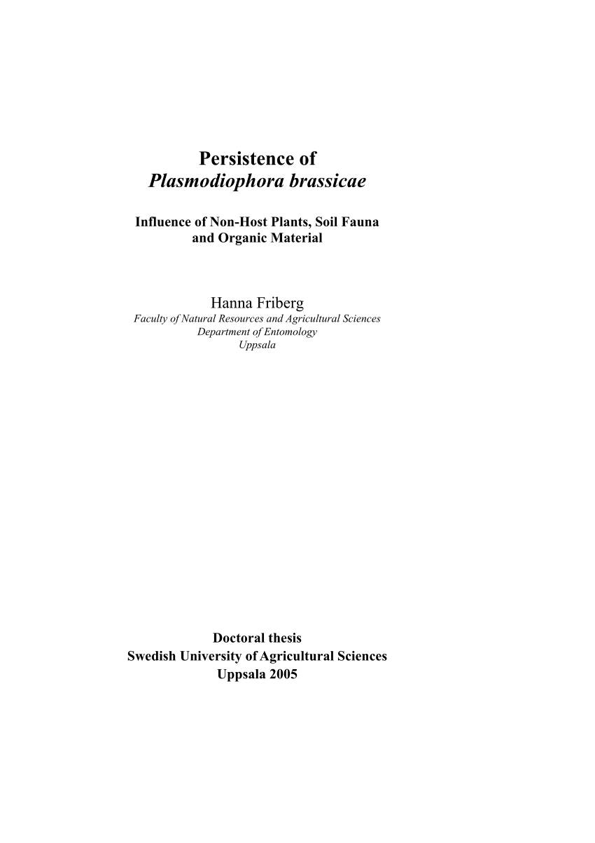 PDF) Persistence of Plasmodiophora brassicae