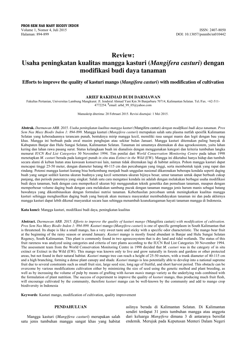 PDF Taksonomi Mangga Budidaya Indonesia Dalam Praktik Taxonomy Of