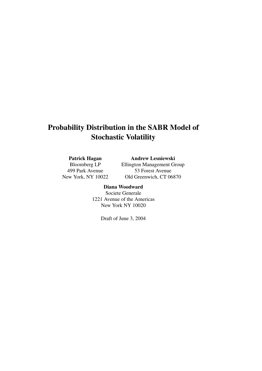 Pdf Probability Distribution In The Sabr Model Of Stochastic Volatility